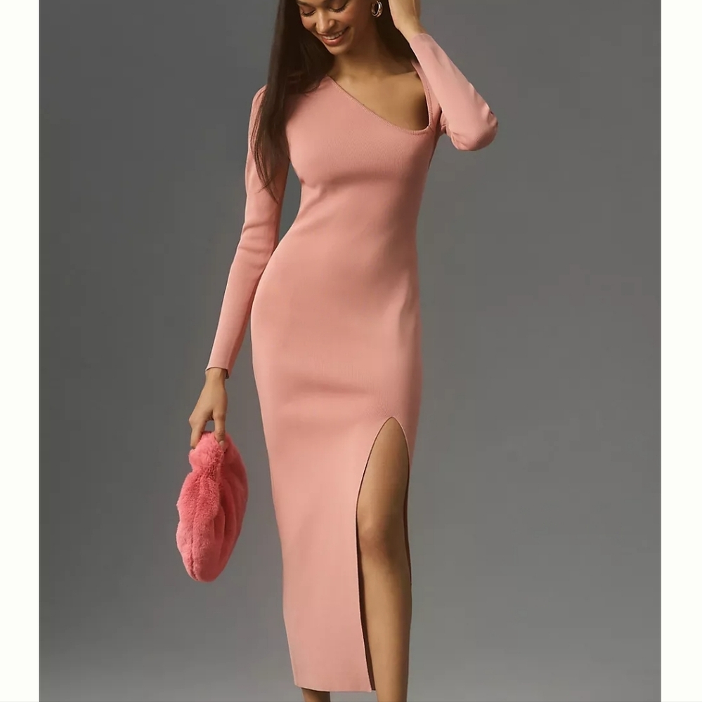Anthropologie NWT Endless Rose Long-sleeve Knit Midi Dress XS